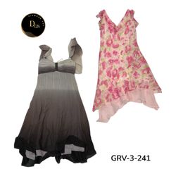 Y2k mix printed poly dress  (GRV-3-241)