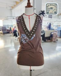 Upcycled y2k Eyelet Halter Top