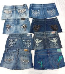 CR7091 Upcycled Y2K Denim Mini Skirts
