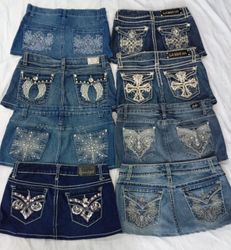 CR7096 Upcycled Y2K Denim Mini Skirts