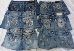 CR7097 Upcycled Miss Me Mini Denim Skirts