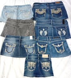 CR7100 Upcycled Mini Denim Skirts