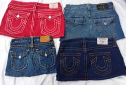 CR7104 Upcycled True Religion Mini Denim Skirts