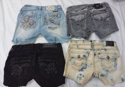 CR7111 Upcycled Mixed Branded Denim Shor..