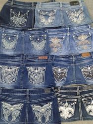 HD1422 Ladies Upcycled Y2K Embellished Denim Micro..