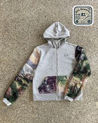 Upcycled Tapestry Sleeve Zip Hoodie