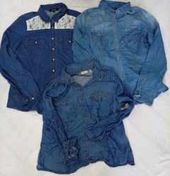 CR7121 Y2K Ladies Denim Blouses
