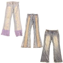 Y2K Unique Denim Flare Jeans RE-2948