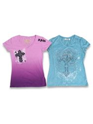 (FV-1029) Pink Rhinestone Cross Tee – Y2K Grunge S..