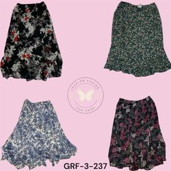 Floral Poly Printed Skirt – High Waist A-Line Summ..