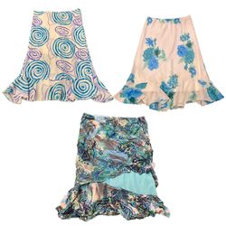 Y2K Forest Vibe Printet Poly Skirt RE-2958