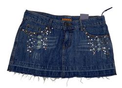 Y2k Justice Embellished Denim Mini Skirt.