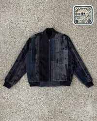 Upcycled Belt Panel Bomber Jacket
