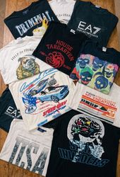 Mix brand Black, white and blue printed T shirts