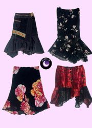 Y2k Romantic Gothic Black and Red flowy skirts