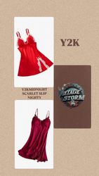 Y2K Midnight Scarlet Slip Nighty