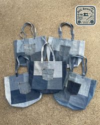 Upcycled Patchwork Denim Tote Bag