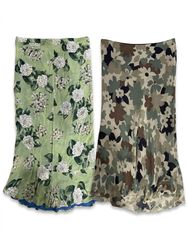 (FV-1061) Vintage Floral Skirt Bundle | Green Cott..