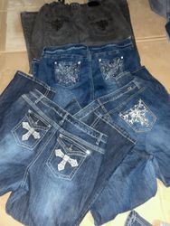 Y2K oversized embroidery jeans