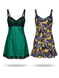 (FV-1054) Elegant Green Satin Dresses Collection |..