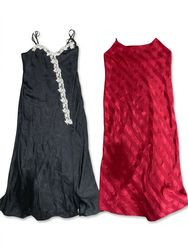 (FV-1051) Y2K Satin Slip Dress Bundle | Red Black ..