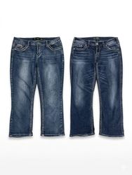 (FV-1048) Y2K Denim Thread Embellishment Detail Ca..