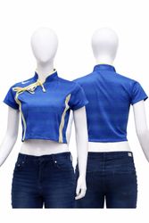 CR1444 Upcycle Tie-Neck Crop Top