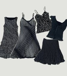 Y2k 2000s all Polka Dot Tops Dress Skirt style bun..