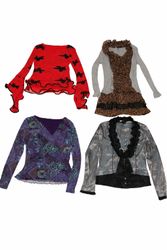 Vintage Women’s Y2K Mesh & Ruffle Tops Bundle