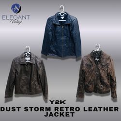 Y2K Dust Storm Retro Leather Jackets - EV1193