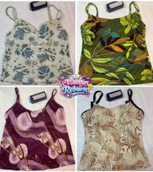 Y2K Vintage Printed Cami Top Mix – Retro Pattern E..