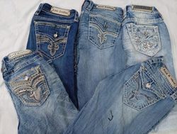 CR7230 Vintage Rock Revival Flare & Straight Jeans