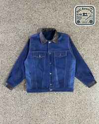 Upcycled Leather Collar Denim Jacket