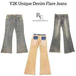 Y2K Unique Flare Denim Jeans RE-2985