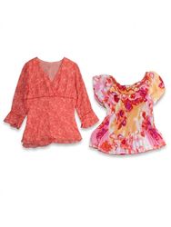 (FV-1089) Y2K Pink & Red Tops Bundle | Floral, She..