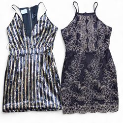 SA481 Y2K Midi Party Dress Sequin Lace Evening Coc..