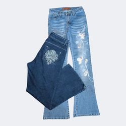 Y2K Embellished And Embroidered Flare Jeans