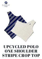 UPCYCLED Polo One Shoulder Stripe Crop Tops - EVR0..