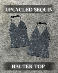 Upcycled Sequin Halter Top