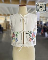 Upcycled Embroidered Tie-up Top