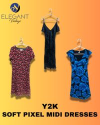 Y2K Soft Pixel Midi Dresses - EV1254