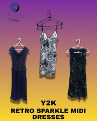 Y2K Retro Sparkle Midi Dresses - EV1258