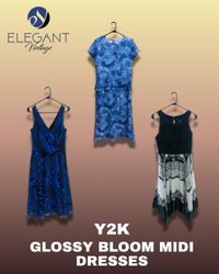 Y2K Glossy Bloom Midi Dresses - EV1300