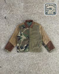 Upcycled Camo Contrast Workwear Jacket