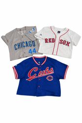 Upcycled Baseball Jersey Cropped Tops