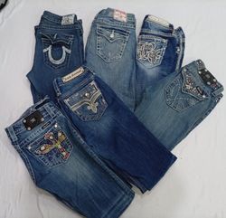 CR7243 Vintage Mixed Brand Ladies Flare Jeans