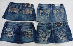 CR7244 Upcycled Miss Me Mini Denim Skirts