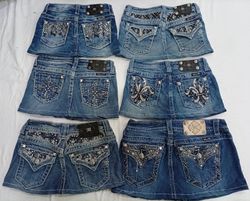 CR7245 Upcycled Miss Me Mini Denim Skirts