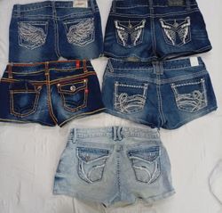 CR7255 Upcycled Y2K Mini Denim Shorts