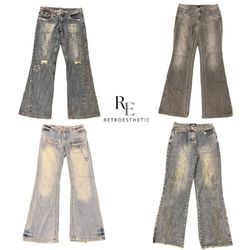 Y2K Edgy Girl Denim Flare Jeans RE-2987